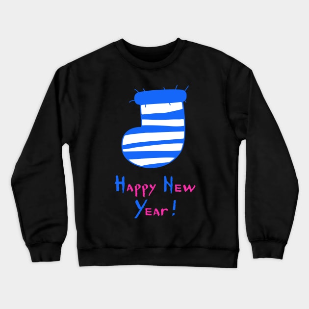 Striped Felt Christmas Stocking. Happy New Year! Crewneck Sweatshirt by ArchiTania